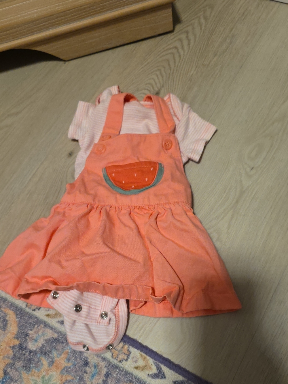Carter's Peach Jumper Dress with Pink Striped Bodysuit